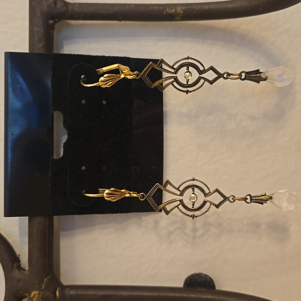 Art Deco Dangle Gold Geometric Earrings
